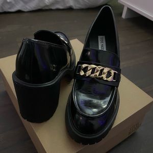 Steve Madden black loafer heels